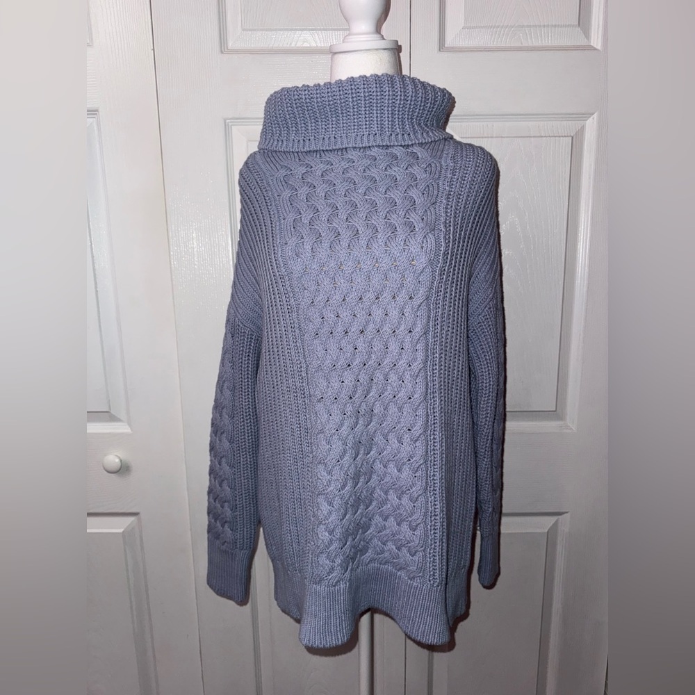 Haven Well Within Medium Eventide Cowlneck Braided‎ Cable Knit Sweater 372146